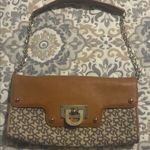 DKNY Tan and Brown Shoulder Bag